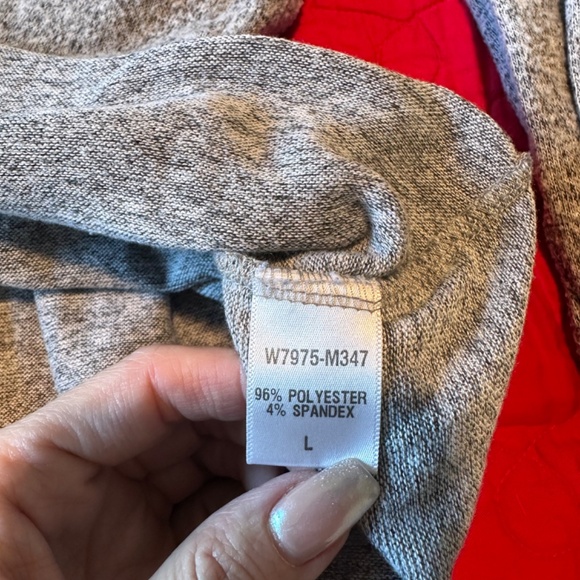 Loveappella Heather Grey cowl neck, asymmetrical sweater in large - Picture 4 of 10